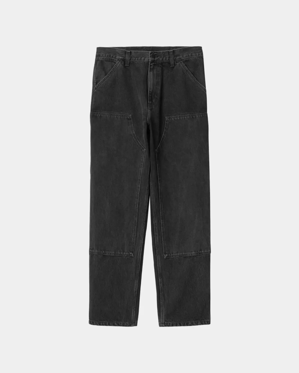 Mænd Carhartt WIP Dobbelt Knaebukser - Denim | Sort (Stenvasket)