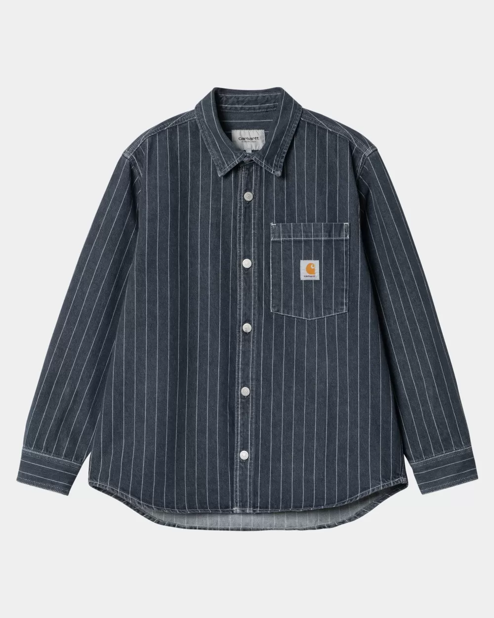 Mænd Carhartt WIP Orlean Stripe Skjortejakke | Bla/Hvid (Stenvasket)