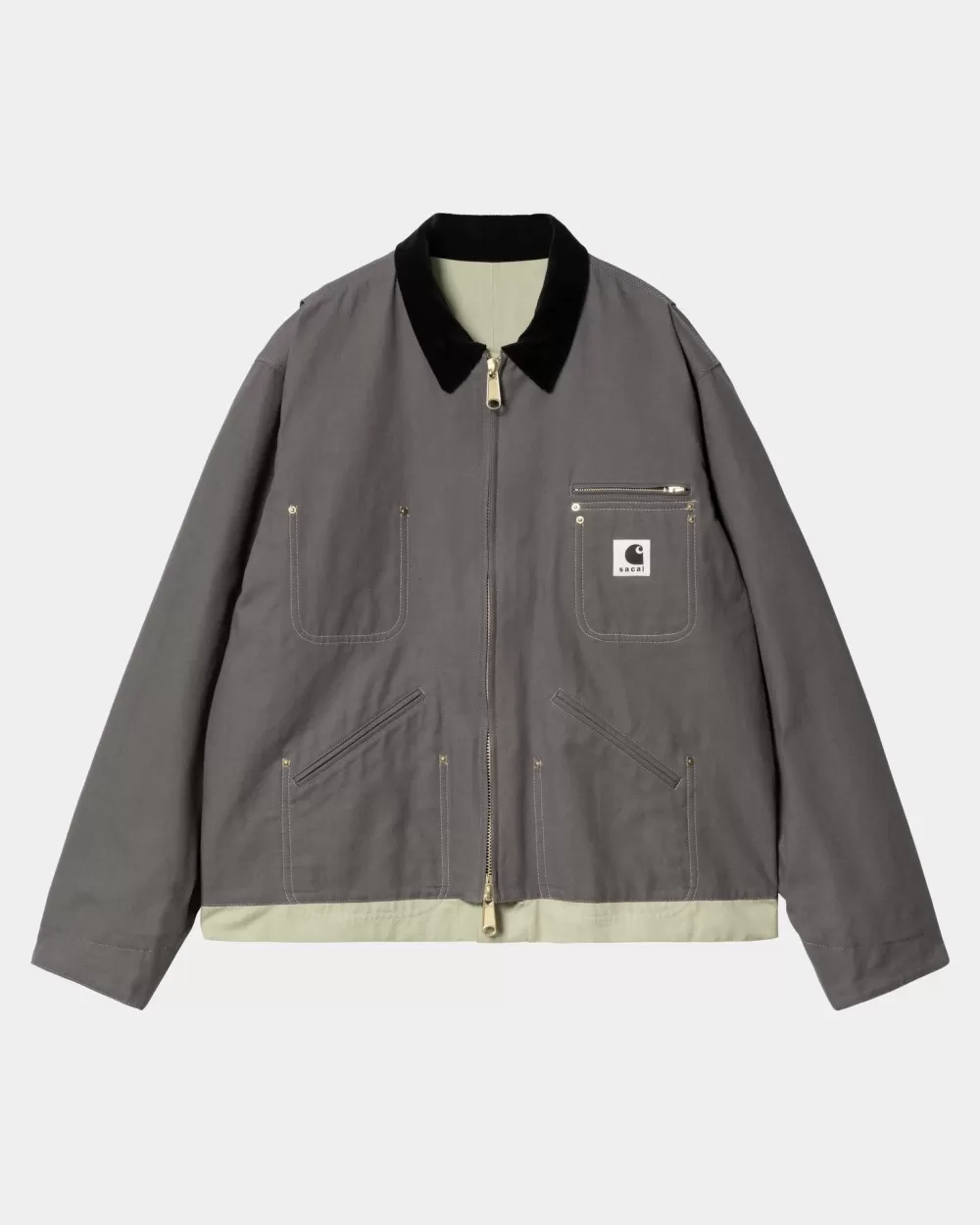 Mænd Carhartt WIP Sacai X Vendbar Andejakke | Gra/Lysegron