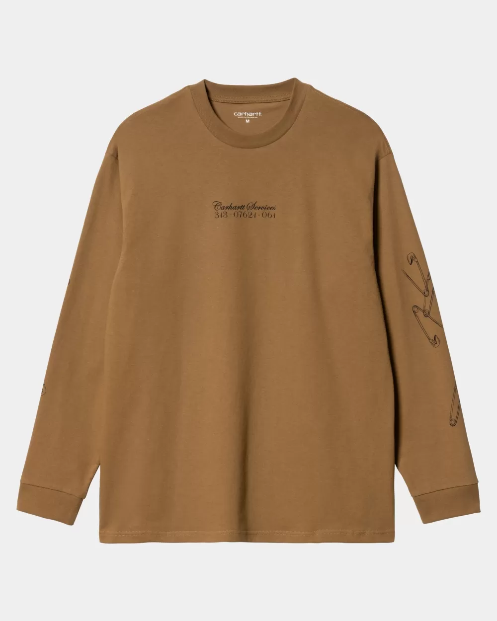 Mænd Carhartt WIP Sikkerhedsnal Langaermet T-Shirt | Hamilton Brown