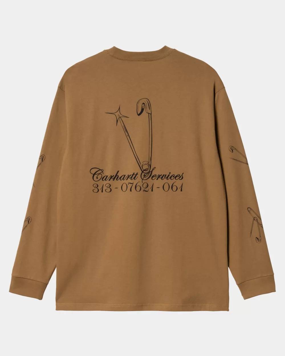 Mænd Carhartt WIP Sikkerhedsnal Langaermet T-Shirt | Hamilton Brown